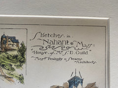 S E Guild House, Nahant, MA, 1885, Peabody & Stearns, Hand Colored Original -