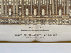 Houses of Parliament, Melbourne, Australia, 1881, Hand Colored Original -