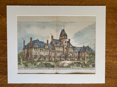 Royal Masonic School for Boys, Wood Green, London, 1882, Hand Colored Original -