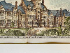 Royal Masonic School for Boys, Wood Green, London, 1882, Hand Colored Original -