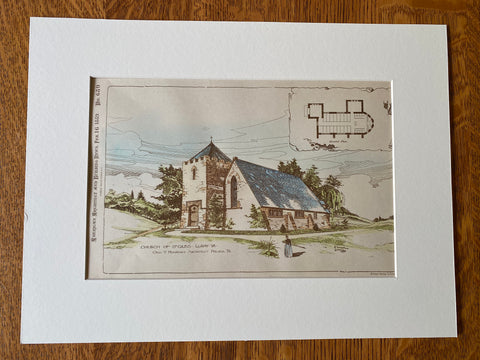 Church of St Giles, Luray, VA, 1889, George Pearson, Original Hand Colored -