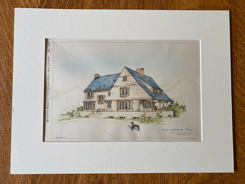 House at Pittsfield, MA, 1889, Mellen, Westell & Kirby, Original Hand Colored -