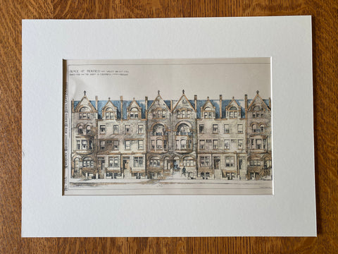 John Crimmins Block of Houses, W 68th St, New York, 1889, Original Hand Colored -