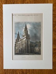 St Machars Cathedral, Aberdeen, Scotland, UK, 1890, Hand Colored Original -