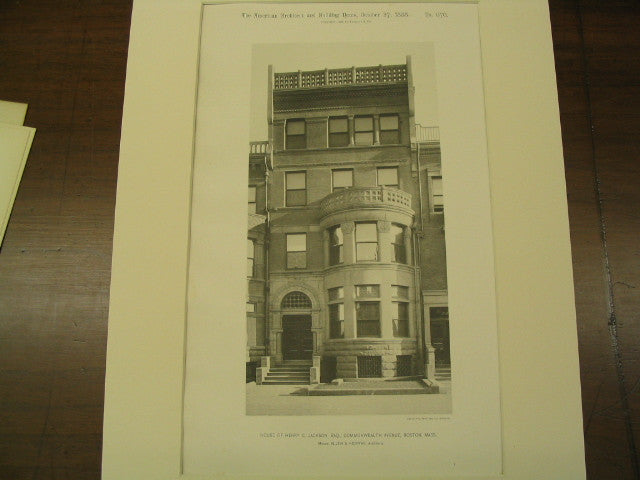 House of Henry C. Jackson, Esq., Commonwealth Avenue, Boston, MA, 1888, Allen and Kenway