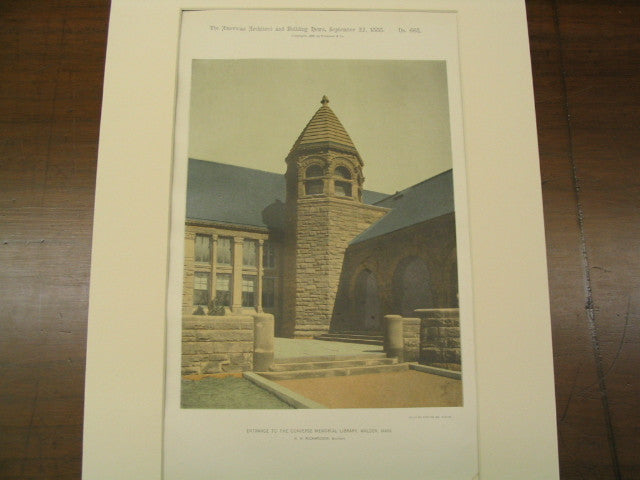 Converse Library Entrance to the Converse Memorial Library, Malden, MA, 1888, H. H. Ric ...