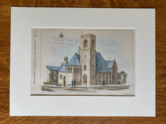 St Peters Church, Uniontown, PA, 1886, Charles Burns, Hand Colored Original -