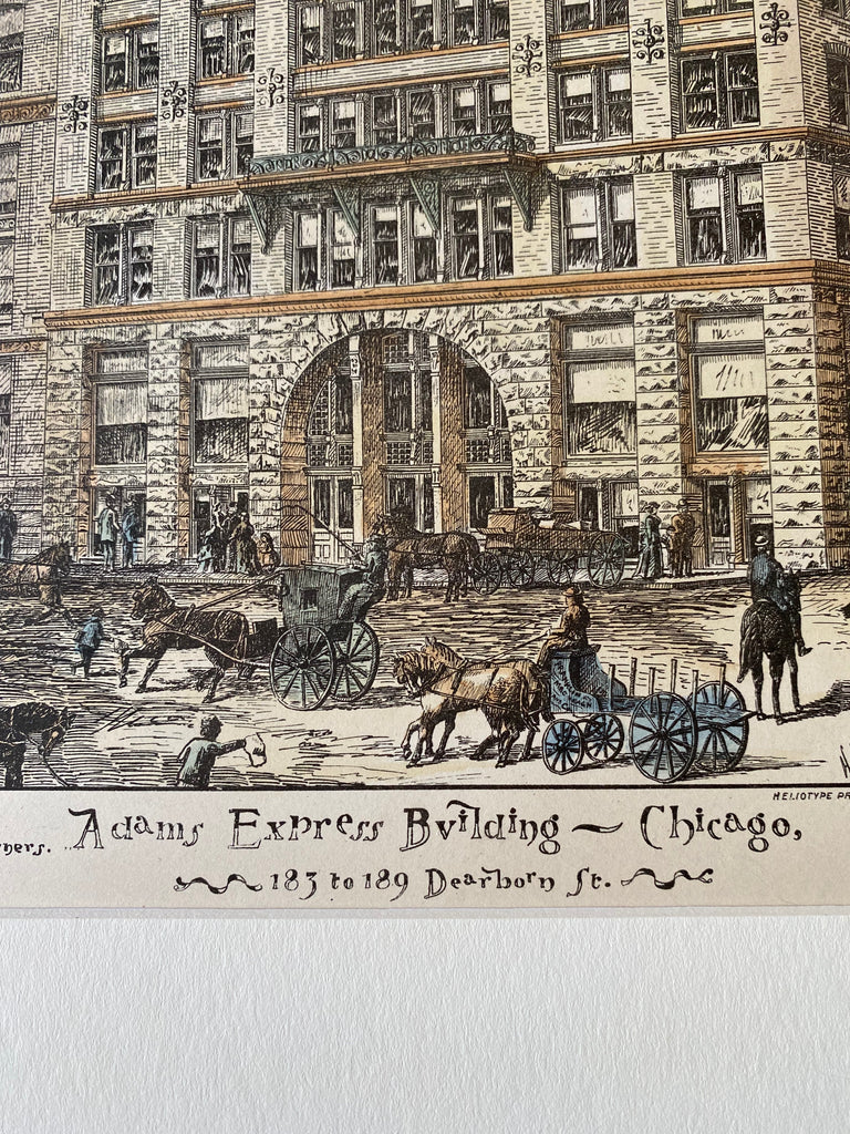Adams Express Building, Chicago, IL, 1885, Geo Edbrooke, Hand Colored ...