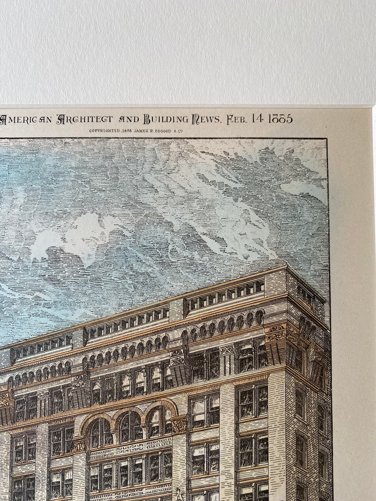 Adams Express Building, Chicago, IL, 1885, Geo Edbrooke, Hand Colored ...