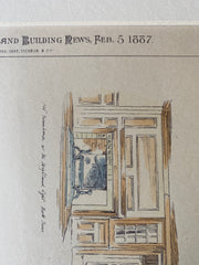 Cape Cod Fireplace Sketches by E Eldon Deane, 1887, Original Hand Colored -