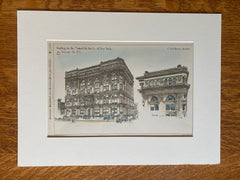 Mutual Life Insurance, Nassau Street, New York, 1887, Original Hand Colored -