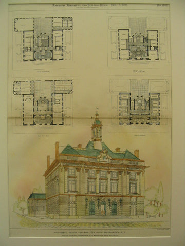 Design for the City Hall, Binghamton, NY, 1897, Ingle and Almiral