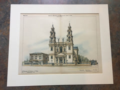 Cathedral of St Peter & St Paul, Indianapolis, IN, 1892, Original Hand Colored *