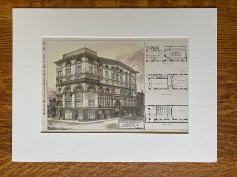 YMCA, Rochester, NY, 1889, DuFais & Canfield, Original Hand Colored -