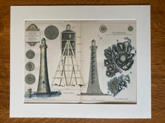 Skerryvore Rock Light House, Scotland, UK, 1887, Original Hand Colored -