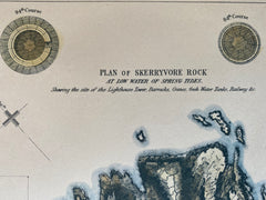 Skerryvore Rock Light House, Scotland, UK, 1887, Original Hand Colored -