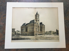 US Post Office, Washington DC, 1892, Willoughby Edbrooke, Original Hand Colored *