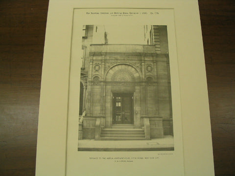 Entrance to the Aurelia Apartment House on Fifth Avenue, New York, NY, 1890, D. and J. Jardine