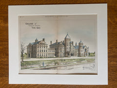 College of Ursulin Sisters, Tiffin, OH, 1887, E O Fallis, Original Hand Colored -
