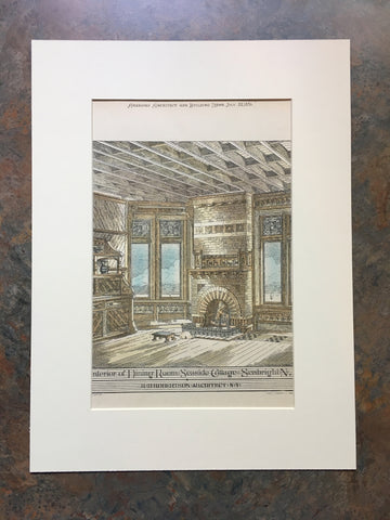 Dining Room, Seaside Cottage, Seabright, NJ, 1876, Original Hand Colored *