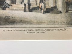 Snell Heitshu & Woodard, Portland, OR, 1892, J Hodgson, Original Hand Colored *