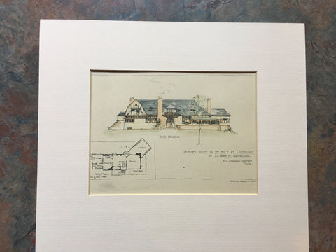 James E Garretson House, Landsdowne, PA, 1892, Original Hand Colored *