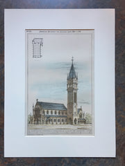 Presbyterian Church, Baltimore, MD, 1879, J A Wilson, Original Hand Colored *