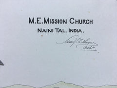 M E Mission Church, Naini Tal, India, 1879, S F Thayer, Original Hand Colored *