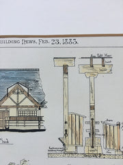 Dairy Farm Design, First Place Award, 1883, Jack Plane, Original Hand Colored *