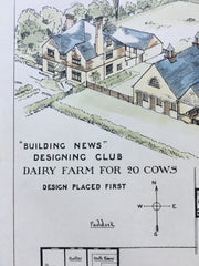Dairy Farm Design, First Place Award, 1883, Jack Plane, Original Hand Colored *