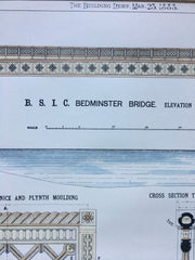 Bedminster Bridge, Avon River, Bristol, England, 1883, Hand Colored Original *