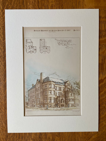 Working Woman's Home, Detroit, MI, 1887, W Malcomson, Original Hand Colored -