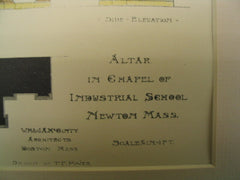 Altar in Chapel of Industrial School , Newton, MA, 1896, W. M. and J. A. M. Ginty