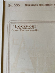 Lockwood Hotel, Merriam Park, Kansas City, MO, 1887, Original Hand Colored -