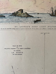 St George's Reef Light House near Crescent City, CA, 1887, Original Hand Colored -