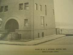 House of W. F. Apthorp, Boston, MA, 1890, Rotch and Tilden
