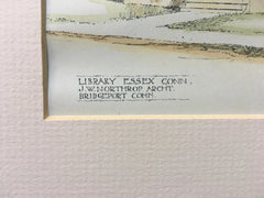 Library, Essex, CT, 1899, J W Northrup, Hand Colored Original *