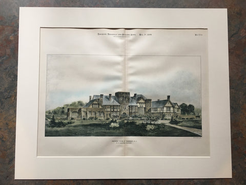 House, Seabright, NJ, 1899, R H Robertson, Original Hand Colored *