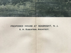 House, Seabright, NJ, 1899, R H Robertson, Original Hand Colored *