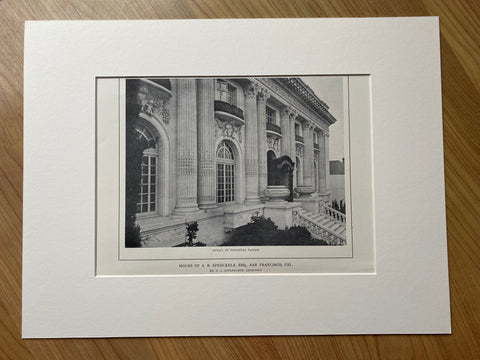 Spreckels House, Facade, San Francisco, CA, 1914, G A Applegarth, Lithograph