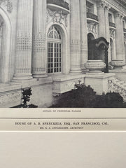 Spreckels House, Facade, San Francisco, CA, 1914, G A Applegarth, Lithograph
