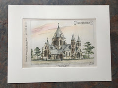 St Mark's Church, Brooklyn, NY, 1899, Henry Congdon, Original Hand Colored *