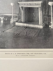 Spreckels House, Fireplace Mantel, San Francisco, CA, 1914, G A Applegarth, Lithograph