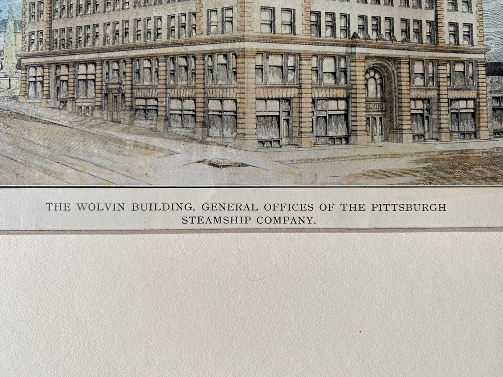 Wolvin Building, now Missabe, Duluth, MN, 1887, Original Hand Colored