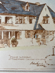 House & Stable, Haverford College Station RR, PA, 1887, Original Hand Colored -