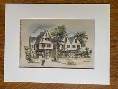 Houses on Locust St, Walnut Hills, Cincinnati, OH, 1888, Original Hand Colored -