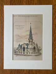 Union Congregational Church, Rockville, CT, 1888, Original Hand Colored -