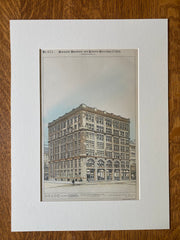 Stores on 9th & Washington, St Louis, MO, 1888, Original Hand Colored -