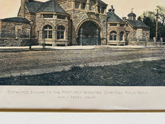 Most Holy Redeemer Cemetery, Philadelphia, PA, 1888, Original Hand Colored -