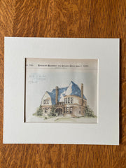 Julius Howells House, Riverside, Chicago, IL, 1890, Original Hand Colored -